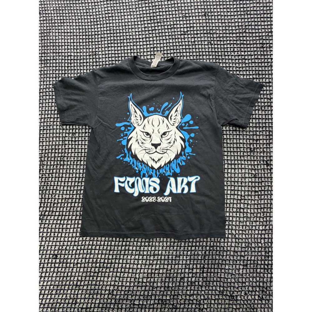Gildan T-Shirt Youth Medium Black FCMS Art 2023-2024 Lynx Graphic Tee